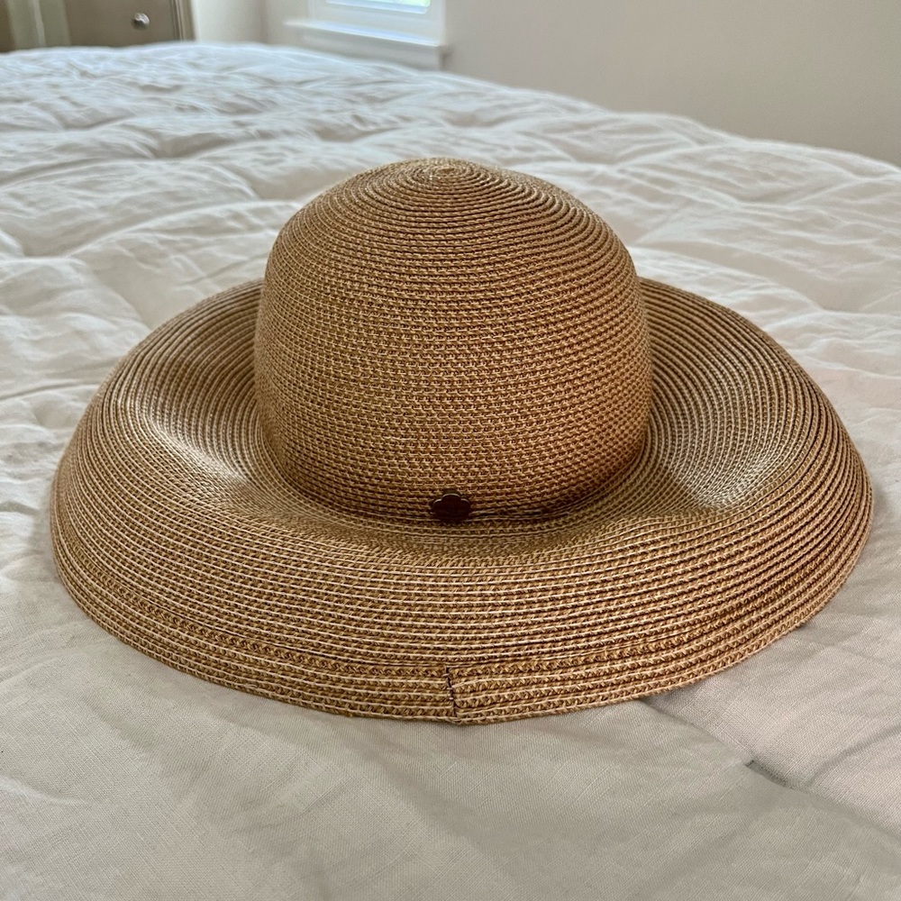 Eric Javits Tan Straw Wide Brim Sun Hat - Picture 1 of 12